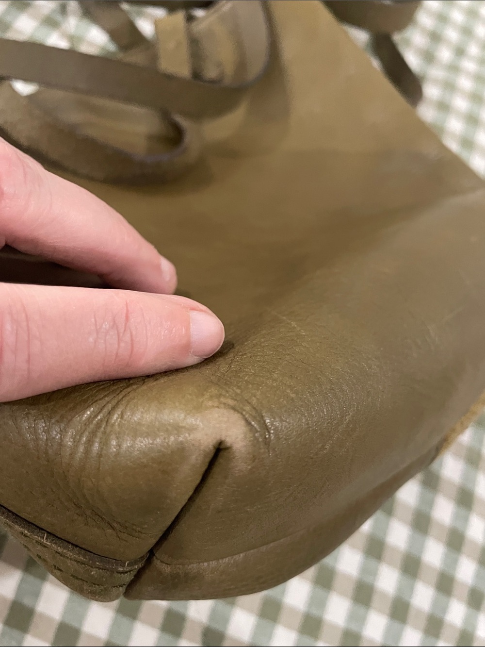 Madewell Olive Leather Tote with Center Suede Panel - Picture 3 of 8